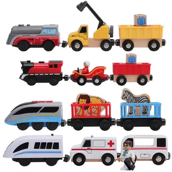 Naujas Medinis Stebėti Elektrinio Traukinio Magnetinio Automobilių Žaislas Tinka Brio Traukinio Bėgių Medienos Traukinio Vėžės Geležinkelio Žaislai Vaikams