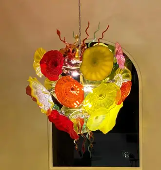 GIRBAN Nemokama LED Murano Stiklo Šviestuvais, Meno, Šviesos, italijos Gėlių Plokštės Lempos Home Hotel Dekoro Liustra Patalpų Apšvietimas Blizgesio