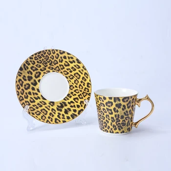 Porceliano Leopard Kavos Puodelį, Kaulų Kinijos Arbatos Puodelio Rinkinys su Aukso Rankena Prabangos Dovanos Bosas Moteris Draugei Namų Virtuvės Dekoras