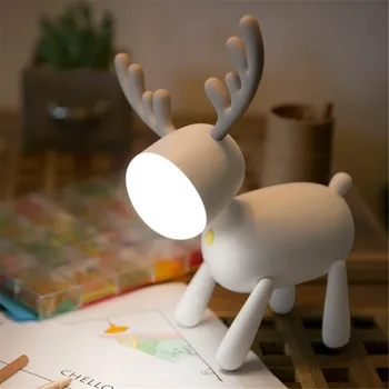 USB Įkrovimo Kūrybos Elnias Naktį LED Šviesos Pritemdomi Lempa Luminaira, Miegamojo Lempa, Kūdikis, Vaikas, LED Stalo Lempa