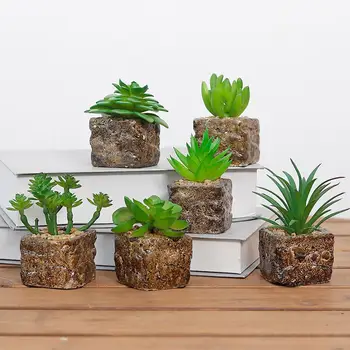 Mini Dirbtinio Succulents Puodą Augalų Plastiko Bonsai Home Office Sodo Dekoro