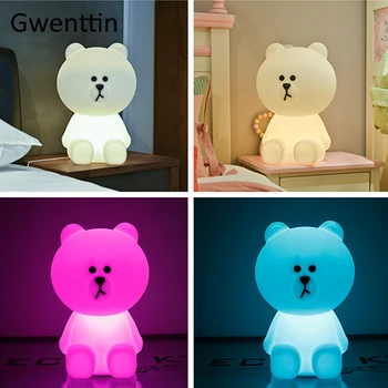 RGB 16 Spalvų Big Bear Naktį Šviesos Namų Dekoro Lauko Kraštovaizdžio Žibintai LED Nuotolinio Valdymo Miegamojo Lovos Lempos Vaikų Dovanų