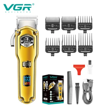 VGR plaukų salonas profesinės elektros stūmikas metalo skaitmeninis displėjus, elektros kirpykla IPX7 viso kūno plovimo V-693 stilius