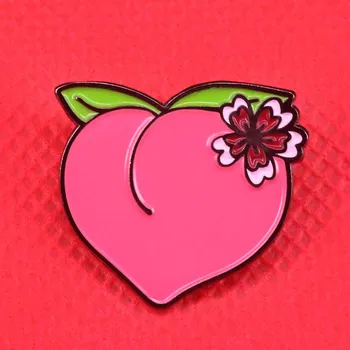 Persikų emalio pin gėlių segė lapai ženklelis saldžių vaisių, papuošalai, dovanos jai, moterų marškiniai, švarkai priedai