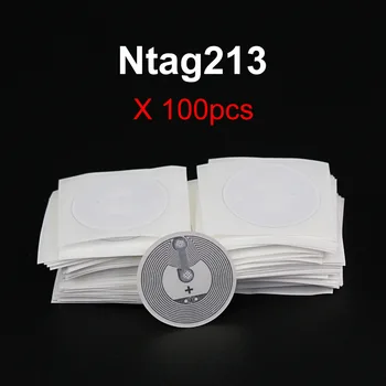 (100VNT/LOT) 25mm Baltas NFC Lipdukai Protokolo ISO14443A 13.56 MHz NTAG 213 Universalus Etiketės RFID Visiems NFC Telefonai
