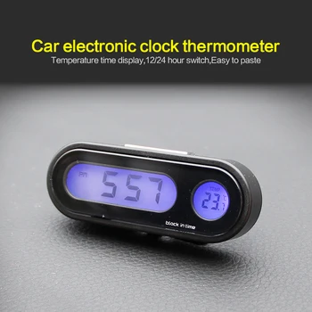 2in1 Mini Automobilių Automobilių Skaitmeninis Laikrodis, Auto Žiūrėti Automobilių Termometras su Drėgmėmačiu Apdailos Ornamentu Laikrodis Automobilis-Stilius