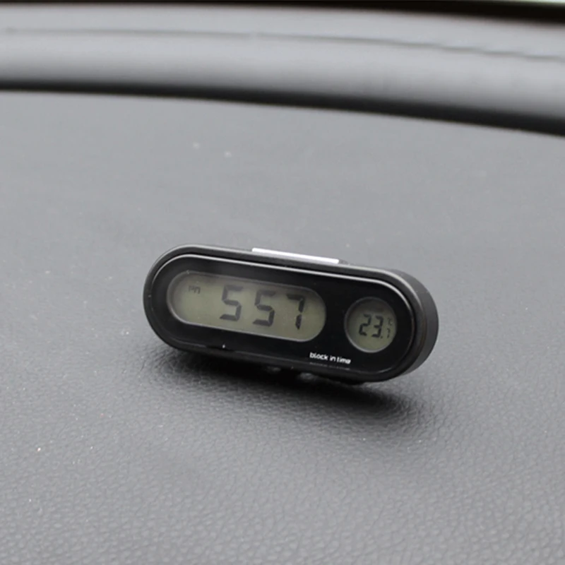 2in1 Mini Automobilių Automobilių Skaitmeninis Laikrodis, Auto Žiūrėti Automobilių Termometras su Drėgmėmačiu Apdailos Ornamentu Laikrodis Automobilis-Stilius Nuotrauka 3