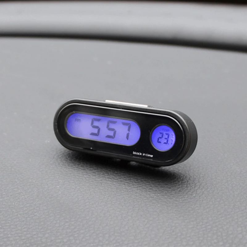 2in1 Mini Automobilių Automobilių Skaitmeninis Laikrodis, Auto Žiūrėti Automobilių Termometras su Drėgmėmačiu Apdailos Ornamentu Laikrodis Automobilis-Stilius Nuotrauka 4