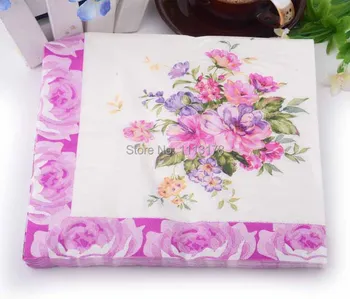 pigi popierinės servetėlės Spalva pink gėlių spausdinti Vestuves servetėlės Spalvos Vystyklų Popieriaus 60% Grynas Medienos vystymo nemokamas pristatymas