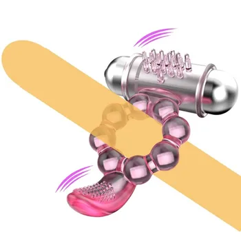 Dvigubas Malonumas,10 Greičio Vibruojantis Žiedas Klitorio Stimuliacijos Malonumą Liežuvio Vibratorius Kulka Suaugusiems Sekso Žaislų Pora