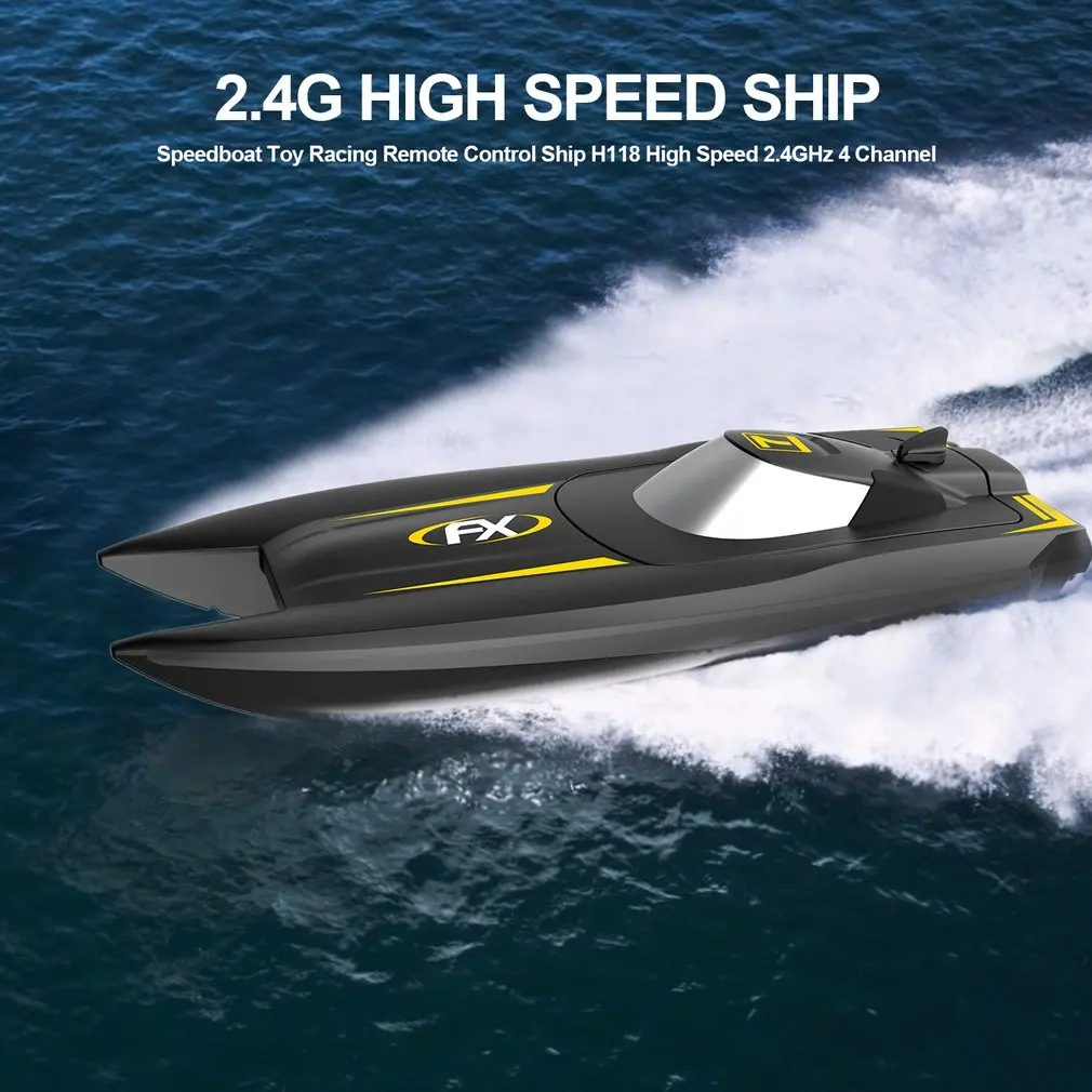 Greitaeigį Lenktynių Žaislas Nuotolinio Valdymo Laivas H118 Didelės Spartos 2.4 GHz 4 Kanalų Mini RC Valtis Vandeniui Žaislas Berniukui Dovana Nuotrauka 2