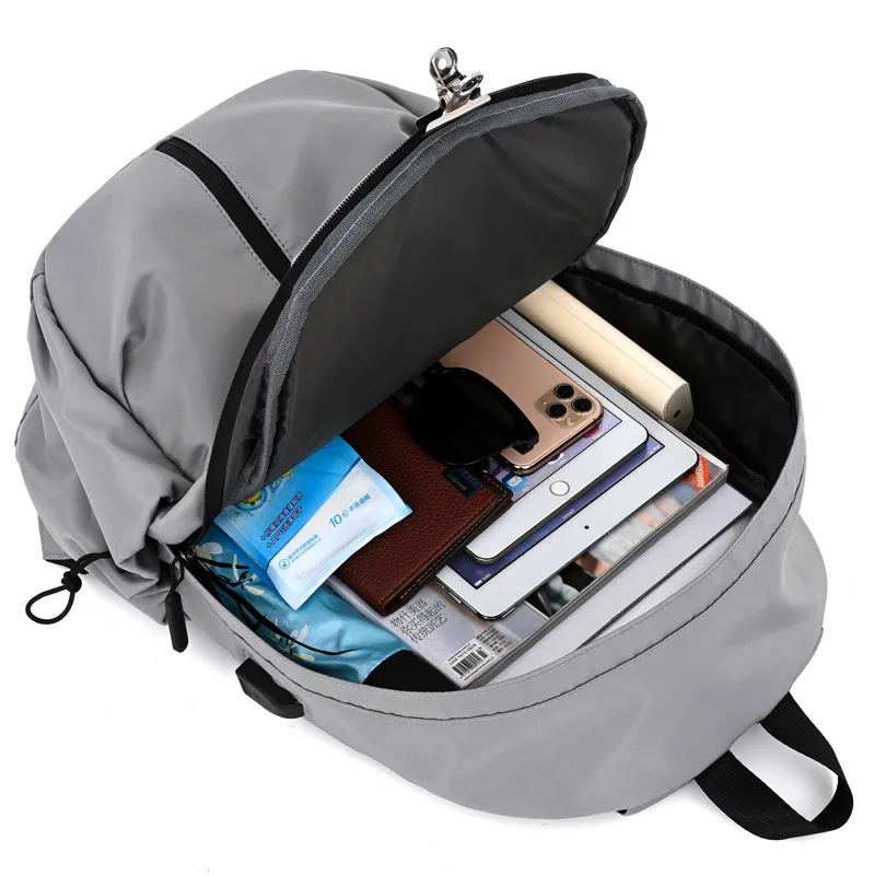 Paprasta verslo atsitiktinis kompiuterio krepšys usb įkrovimo kelionių kuprinė moteris studentų kuprinę Nuotrauka 3