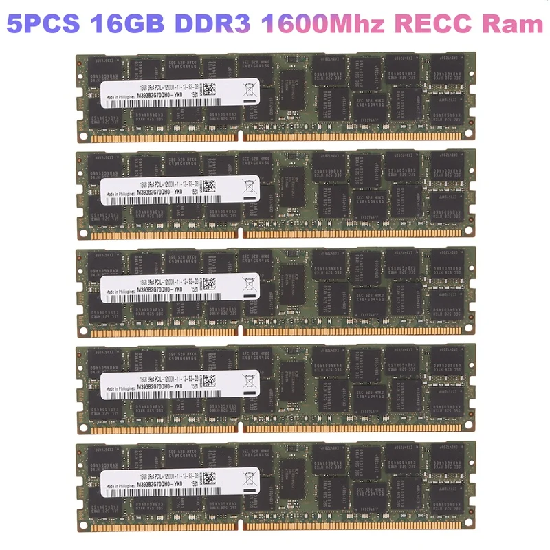 5VNT PC3-12800 Atminties 240Pin 2RX4 1.35 V REG ECC RAM Atminties X79 X58 motininę Plokštę Nuotrauka 0