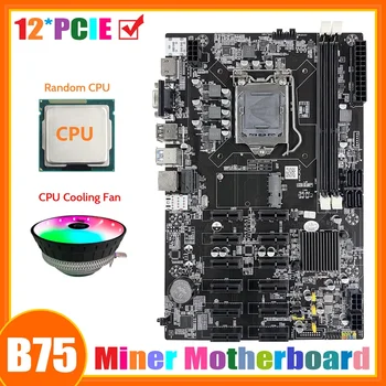 B75 12 PCIE ETH Kasybos Plokštė LGA1155+Atsitiktinis CPU+CPU Aušinimo Ventiliatorius MSATA B75 DDR3 BTC Miner Plokštė