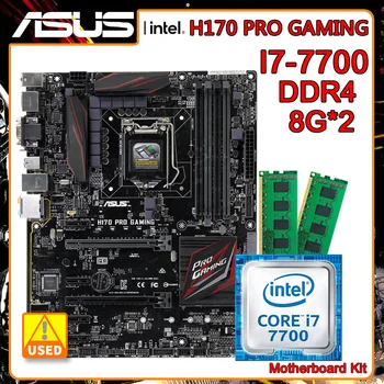 LGA 1151 Plokštė nustatyti ASUS H170 PRO ŽAIDIMŲ Plokštė rinkinys Core i7-7700 cpu ir 2x DDR4 8G ram Intel H170 M. 2 PCI-E 3.0 ATX