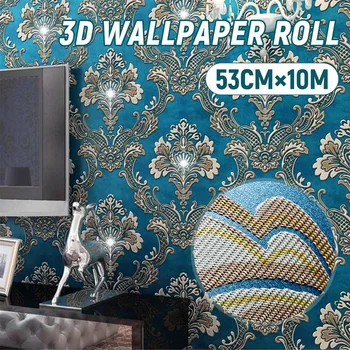 3D neaustinių ekrano Užsklanda Roll Europos Damask Reljefinės Tekstūros Sienos Popieriaus, Miegamojo kambarį, TV Foną, Namų Sienų Dekoras
