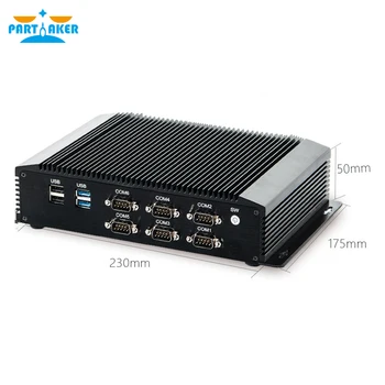 Partaker Pramonės PC Ventiliatoriaus Mini Kompiuteris Intel i5 4200U i7 4500U 6*RS232/485 2*Intel Lan GPIO LPT HDMI VGA 8*USB WiF