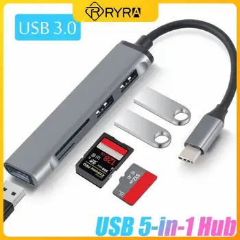 RYRA 5 In 1 C Tipo STEBULĖS Didelės Spartos USB 3.0 HUB Splitter Kortelių Skaitytuvas Multiport Su SD TF Uostai Macbook Computer Accessories
