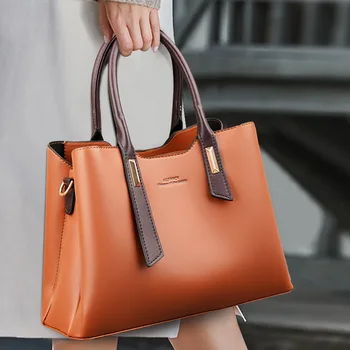 Paprasta Ponios Priemiestinių Rankinės Elegantiškos Retro Pu Oda Moterų Pečių Crossbody Krepšiai Didelės Talpos Moterų Shopper Tote Bag