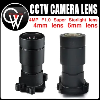 YTOT F1.0 Juodos Šviesos Sklaidytuvas 4mm 6mm 1/1.8 Colių 4K 4MP Full M16 IR SUPJAUSTYTI Mount Žvaigždės CCTV Lens