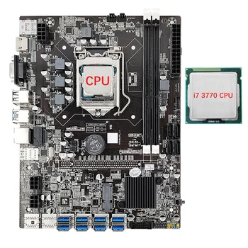 B75 8 GPU Kasybos Plokštė+I7 3770 CPU Nustatyti BTC/ETH 8 USB3.0 PCIE 1X GPU Lizdas LGA1155 DDR3 RAM Lizdas SATA3.0