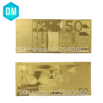 50 EURO 24K Aukso Folija Banknotų Spalvos paauksuoti EUR BanknoteFake Popierinių Pinigų Sąskaitą Surinkimo Namų Puošybai