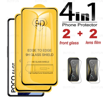 Už Xiaomi Poco F4 GT 6.67 colių 4in1 9D Apsauginė Stiklo Plėvelė Poco F 4GT F4GT Poko Poxo F4 GT 21121210G HD Screen Protector