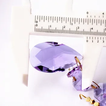 6pcs/daug(105MM) Violetinė Crystal Stiklinės liustra pakabukai( 38mm Krištolo, angelo ašara su 3pcs kaip 14mm aštuonkampis Karoliukai)