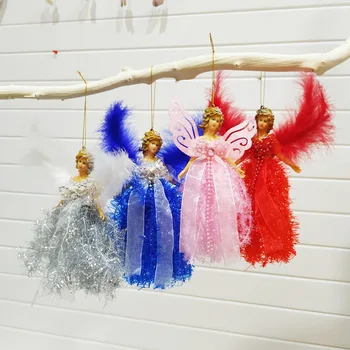 Mini Angel Princesė Merginos Kalėdų Eglutė Pakabukas Su Sidabro Sparnai, Kalėdų Dekoracijos Kalėdų Eglutės Ornamentu Namų