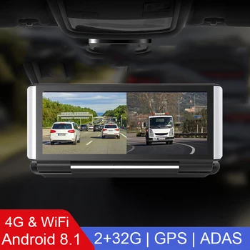 7 Colių GPS Navigacija, Bluetooth, ADAS Automobilių juodosios dėžės Atbulinės eigos kamera 1080P Dvigubo Objektyvo 24h parkas Video Recorder CAR DVR 4G Brūkšnys Cam