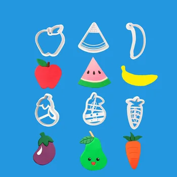 6pcs Vaikų maisto, namų apyvokos modelis makaronai animacinių filmų vaisių ir daržovių kultivatorius pelėsių Torto įrankius, minkštas cutter Sugarcraft Pelėsių