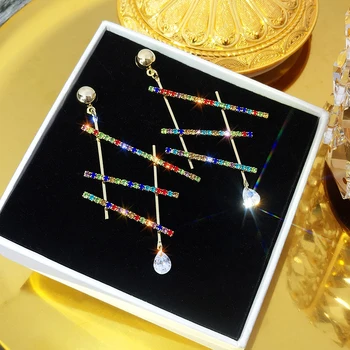 Korėjos Naujo Dizaino Mados Prabangūs Papuošalai Blizga Netaisyklingos Geometrinės Kristalų Auskarai Asmenybės Baras Šalis, Auskarai moterims, dovana