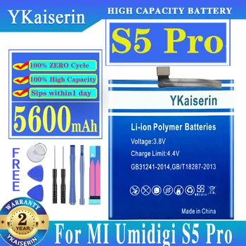 YKaiserin už UMI Umidigi S5 Pro S5Pro Baterija 5600mAh 100% Naujos atsarginės Dalys, Telefonų Priedų Akumuliatoriai Įrankiai
