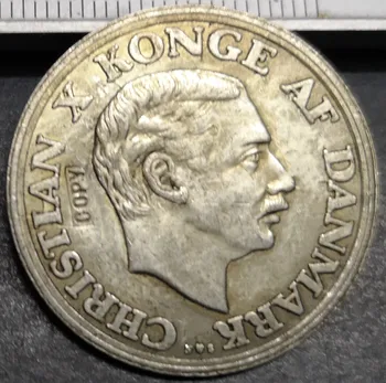 1937 m. Danija 2 Kronos-Krikščionių X (Sidabro Jubiliejų Carienės) Sidabro Padengtą Monetos Kopija