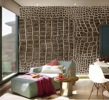 Custom 3D freskomis,tamsiai ruda, krokodilo odos tekstūrą kaip darbalaukio foną, papel de parede,gyvenamasis kambarys su sofa-lova, TV wall miegamojo sienos popieriaus