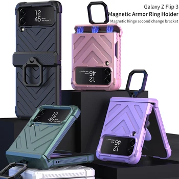 Prabanga Atveju Galaxy Z Flip 3 5G Magnetinio Vyrių, Pilnas apsauginis Dangtis Kameros Stiklo Verslo Kieto Plastiko Atgal Atveju Z Flip3