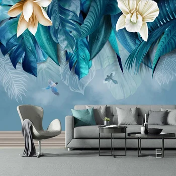 Milofi užsakymą 3D tapetai, freskos Šiaurės ranka-dažytos atogrąžų augalai, gėlės kambarį miegamasis fone sienų apdailai skausmas