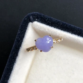 Naujas produktas Aukso inkrustacijos crystal violet chalcedony meilės ponios žiedo atidarymo aukščio klasikinis romantiška meno papuošalai