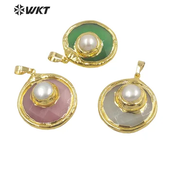 WT-P1860 WKT 2022 Apvalios formos cat eye& pearl aukso plokštelės Pakabukas naujo stiliaus vestuves tendencija papuošalai aksesuaras mados
