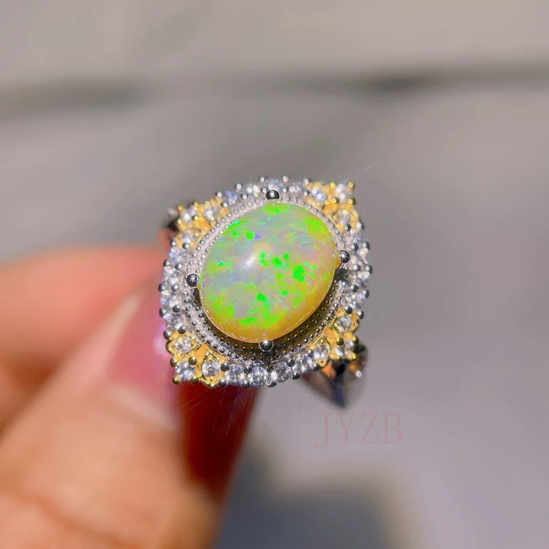 Retro white Opal sterlingas sidabro žiedas moterų šviesos prabanga nišą dizaino išskirtinį mados asmenybės aukštos prasme Nuotrauka 1