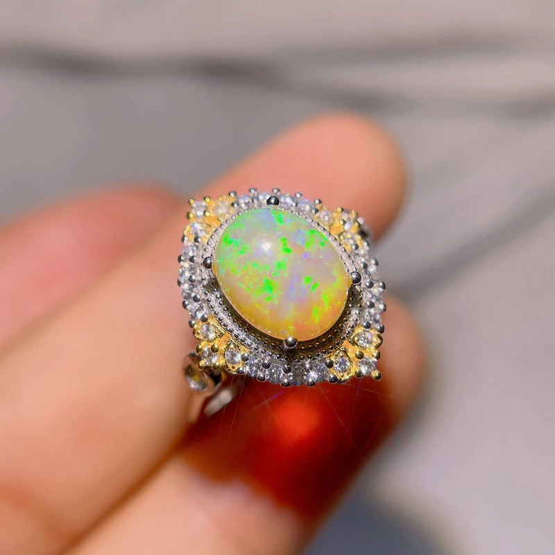 Retro white Opal sterlingas sidabro žiedas moterų šviesos prabanga nišą dizaino išskirtinį mados asmenybės aukštos prasme Nuotrauka 3