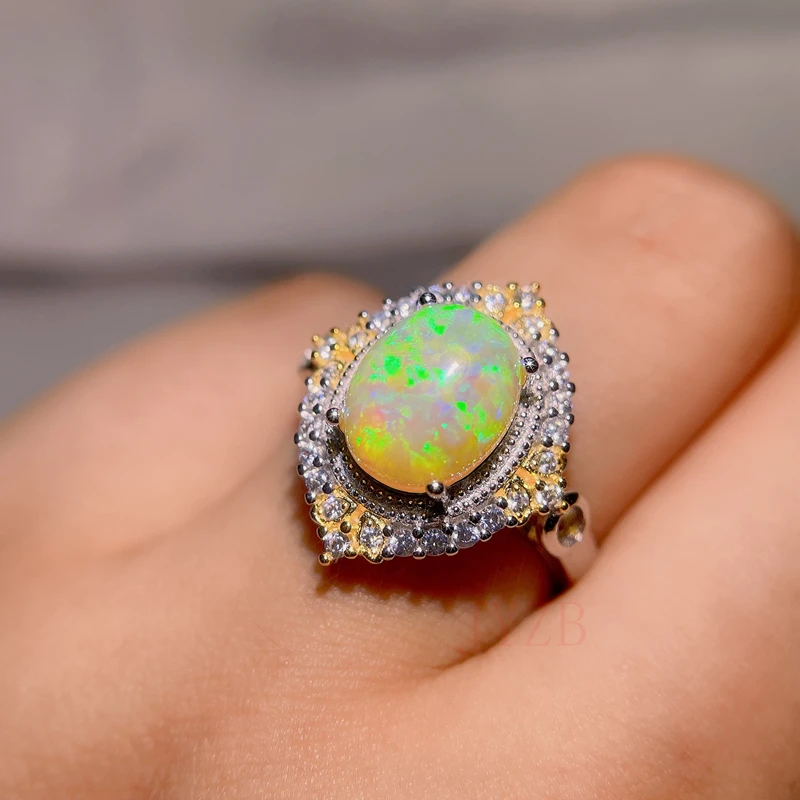 Retro white Opal sterlingas sidabro žiedas moterų šviesos prabanga nišą dizaino išskirtinį mados asmenybės aukštos prasme Nuotrauka 4