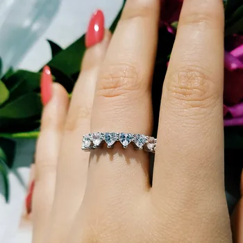 Karalienė Širdies Žiedas 925 Sterlingas sidabro Dalyvavimas Vestuvių Juostoje Žiedai, Moterų Nuotakos Diamond Pažadas, Šaliai, Papuošalai, Dovana