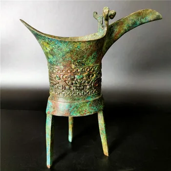 Antikvariniai bronzos dirbiniai su rankena Jue taurė namų puošybai
