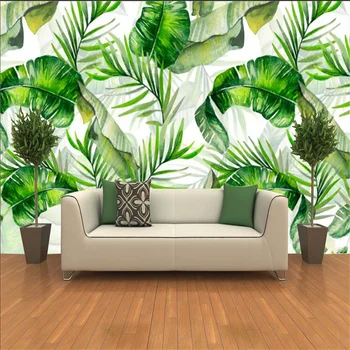 Custom Tropinių Miškų, Žaliųjų Augalų, Gėlių ir Lapų 3d Sienų Tapetai Kambarį Miegamojo Sienos Popieriaus Namų Dekoro