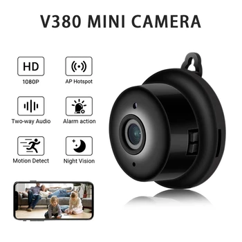 V380 Mini Wi-fi IP Kamera HD 1080P Belaidė vidaus Patalpų vaizdo Kamera Nightvision Dviejų krypčių Garso, Judesio Aptikimo Kūdikio stebėjimo Netcam