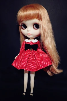Blythe suknelė 1/6 raudona poits suknelė 30 cm bjd žaislas audinys (Tinka Pullip,Ob24, Licca)