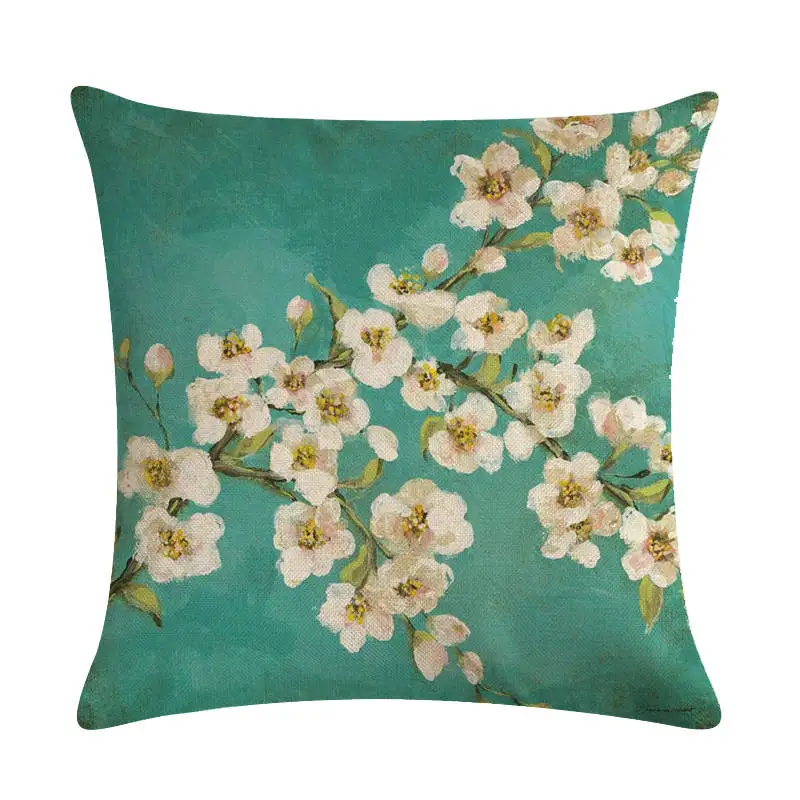 Pagalvėlė padengti Augalų levandos lino/medvilnės gėlių dizainas pagalvės užvalkalą Namų dekoratyvinės pagalvės dangtelis sėdynės pagalvės užvalkalą Nuotrauka 4