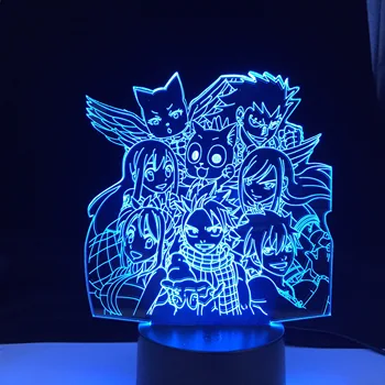 3D Anime Naktį Šviesos diodų (LED) FAIRY TAIL Komanda Anime Pav Naktį LED Lempa Namų Dekoro 3D Iliuzija Lempos Gimtadienio Dovana Šviesos