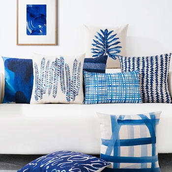 Viduržemio Jūros Mėlyna Pagalvėlė Namų Dekoro Geometrinis Sofa-Lova, Kėdė, Juosmens Pagalvė Padengti Atveju